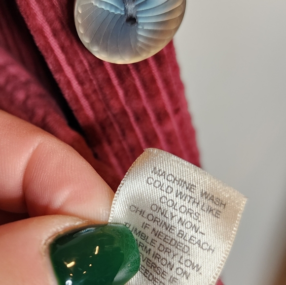 J. Jill Corduroy Red Wine Maroon Pleat Back Button Front Jacket Size Large - Picture 15 of 16